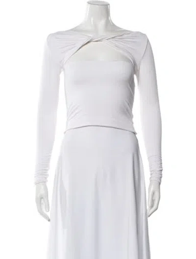 Pre-owned Ser.o.ya Square Neckline Long Sleeve Crop Top In White
