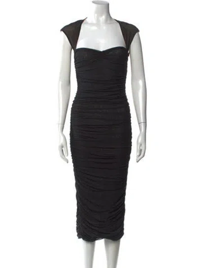 Pre-owned Ser.o.ya Square Neckline Midi Length Dress In Black