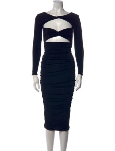 Pre-owned Ser.o.ya Square Neckline Midi Length Dress In Black