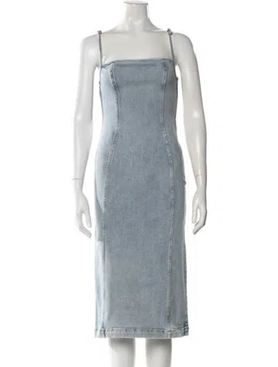 Pre-owned Ser.o.ya Square Neckline Midi Length Dress In Blue
