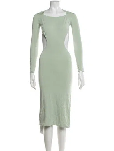 Pre-owned Ser.o.ya Square Neckline Midi Length Dress In Green