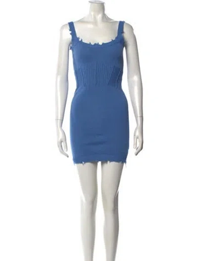 Pre-owned Ser.o.ya Square Neckline Mini Dress In Blue