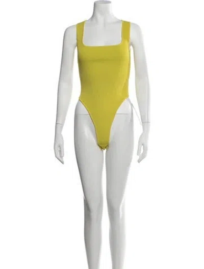 Pre-owned Ser.o.ya Square Neckline Sleeveless Bodysuit W/ Tags In Yellow