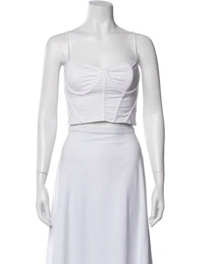 Pre-owned Ser.o.ya Square Neckline Sleeveless Crop Top In White