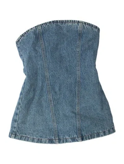 Pre-owned Ser.o.ya Strapless Crop Top In Blue