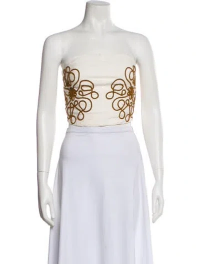 Pre-owned Ser.o.ya Strapless Crop Top In White