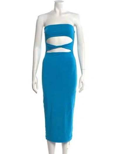 Pre-owned Ser.o.ya Strapless Knee-length Dress In Blue
