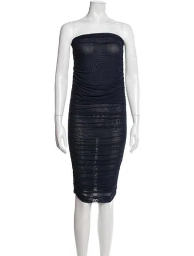 Pre-owned Ser.o.ya Strapless Knee-length Dress In Blue