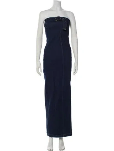 Pre-owned Ser.o.ya Strapless Long Dress In Blue