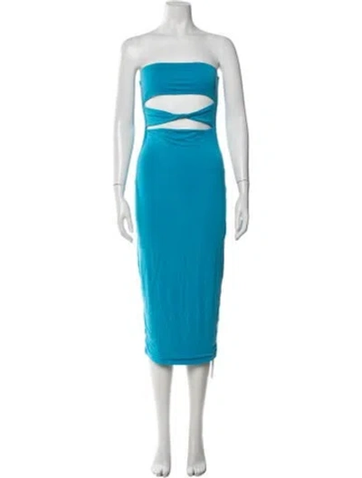 Pre-owned Ser.o.ya Strapless Midi Length Dress In Blue