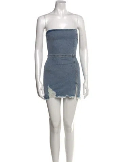 Pre-owned Ser.o.ya Strapless Mini Dress In Blue