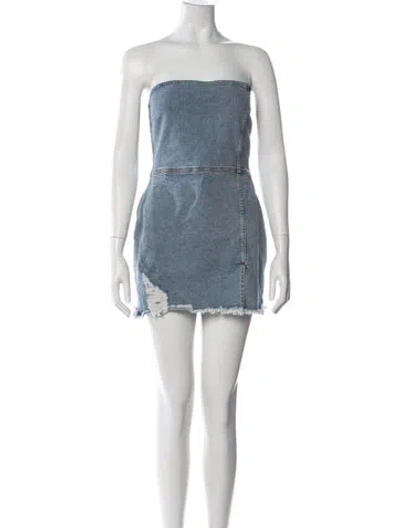 Pre-owned Ser.o.ya Strapless Mini Dress In Blue