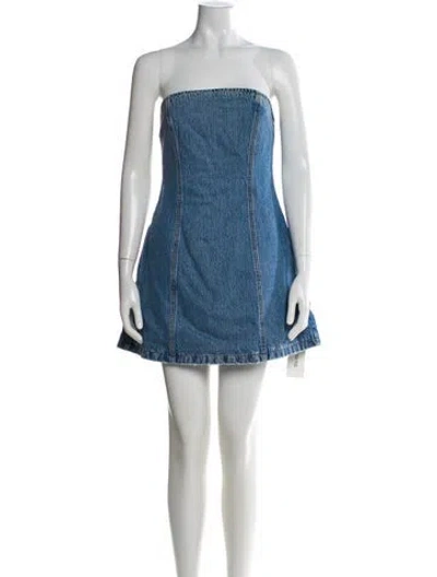 Pre-owned Ser.o.ya Strapless Mini Dress W/ Tags In Blue
