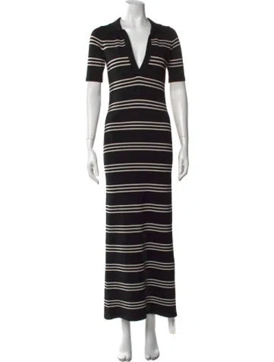 Pre-owned Ser.o.ya Striped Long Dress In Black