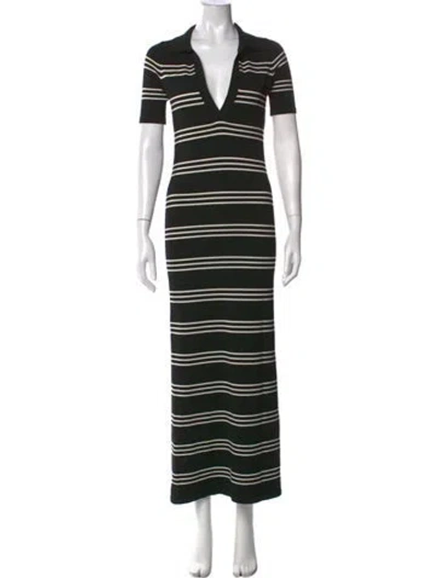 Pre-owned Ser.o.ya Striped Long Dress In Black