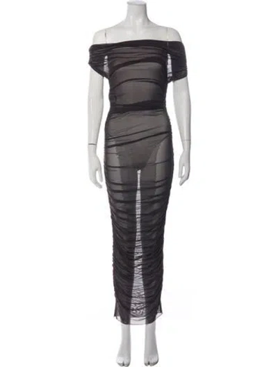 Pre-owned Ser.o.ya Striped Long Dress In Brown