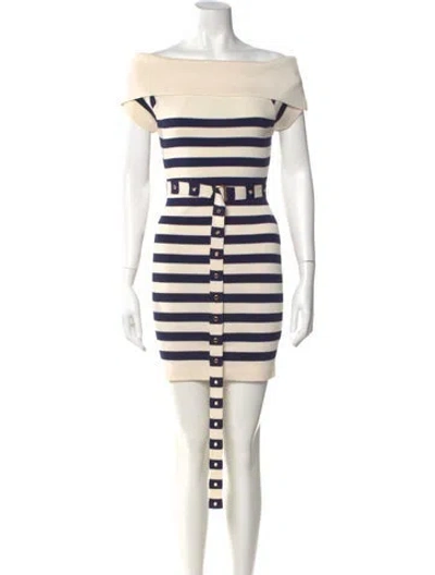Pre-owned Ser.o.ya Striped Mini Dress In Neutral