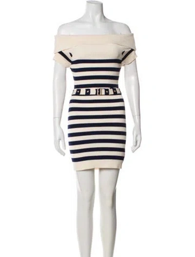 Pre-owned Ser.o.ya Striped Mini Dress In Neutral