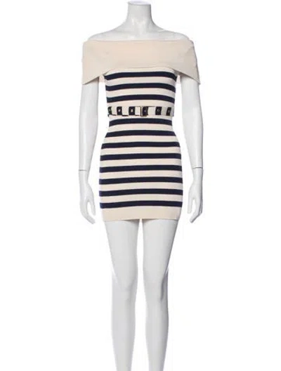 Pre-owned Ser.o.ya Striped Mini Dress In Neutral