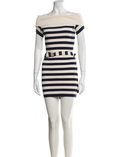 Pre-owned Ser.o.ya Striped Mini Dress In Neutral