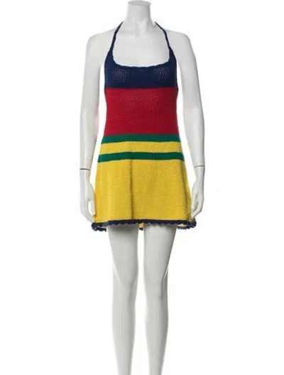 Pre-owned Ser.o.ya Striped Mini Dress In Yellow