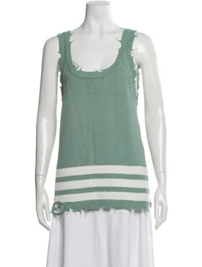 Pre-owned Ser.o.ya Striped Scoop Neck Sweater In Green