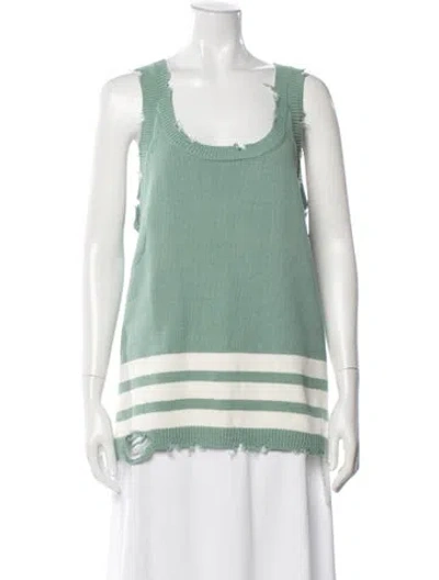 Pre-owned Ser.o.ya Striped Scoop Neck Top In Green