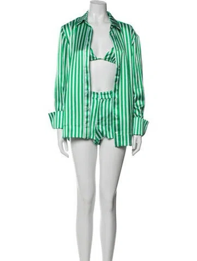 Pre-owned Ser.o.ya Striped Short Set W/ Tags In Green