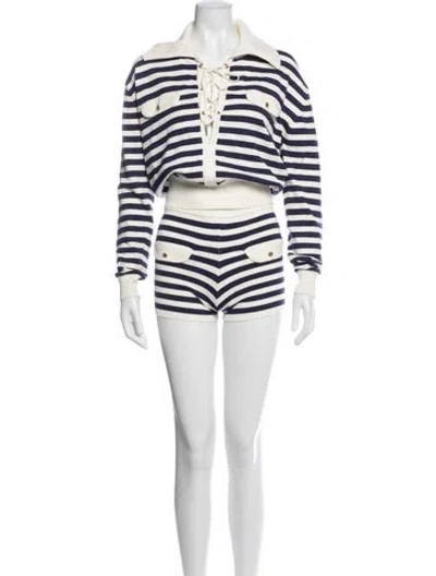 Pre-owned Ser.o.ya Striped Short Set In White