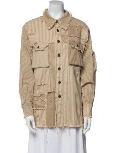 Pre-owned Ser.o.ya Striped Utility Jacket W/ Tags In Neutral