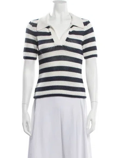 Pre-owned Ser.o.ya Striped V-neck Polo In Blue