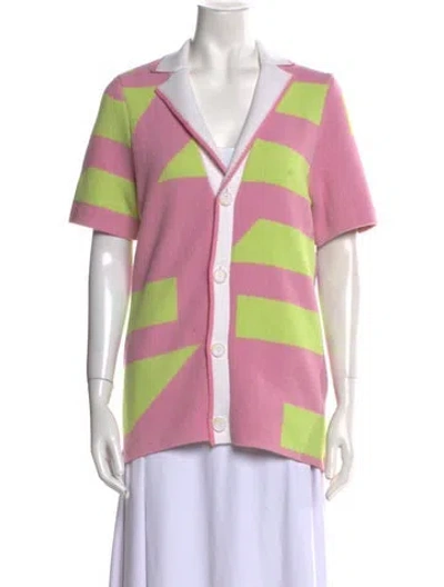 Pre-owned Ser.o.ya Striped V-neck Sweater In Pink