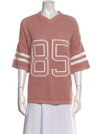 Pre-owned Ser.o.ya Striped V-neck Sweater In Pink