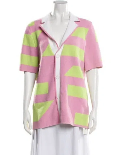 Pre-owned Ser.o.ya Striped V-neck Sweater In Pink