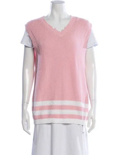 Pre-owned Ser.o.ya Striped V-neck Sweater In Pink