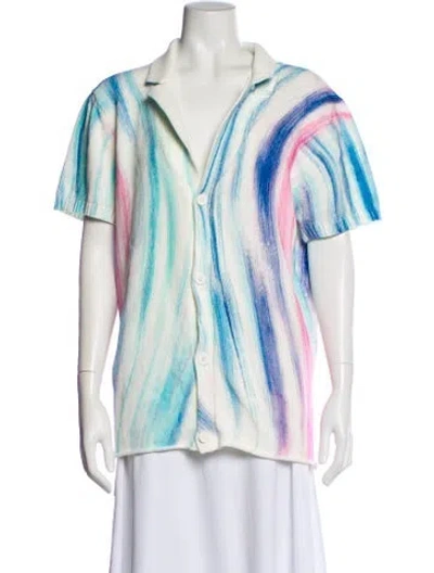 Pre-owned Ser.o.ya Striped V-neck Sweater In White