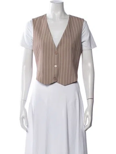 Pre-owned Ser.o.ya Striped V-neck Top In Neutrals