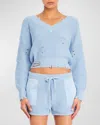 Ser.o.ya Syd Distressed Cotton Knit Sweater In Sky Blue