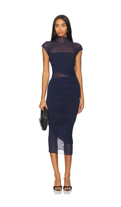 SER.O.YA TABITHA MESH RUCHED MIDI DRESS