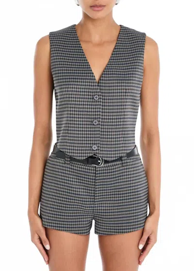 Ser.o.ya Tatiana Sleeveless Vest In Charcoal/houndstooth In Black