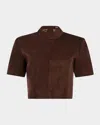 Ser.o.ya Tessi Suede Mock-neck Top In Brown