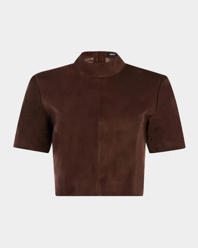 Ser.o.ya Tessi Suede Mock-neck Top In Brown