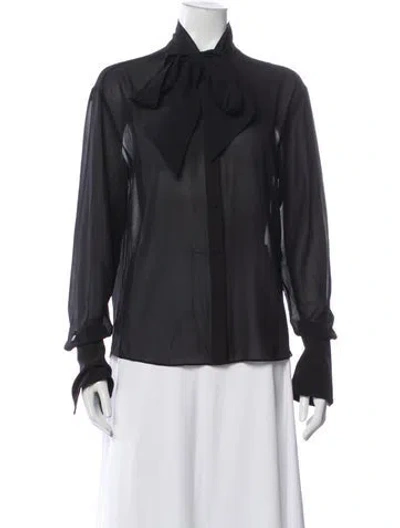 Pre-owned Ser.o.ya Tie Neck Long Sleeve Blouse In Black