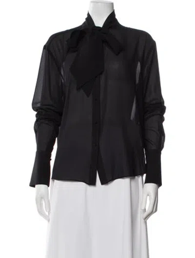 Pre-owned Ser.o.ya Tie Neck Long Sleeve Blouse In Gray