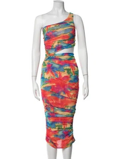 Pre-owned Ser.o.ya Tie-dye Print Midi Length Dress In Orange