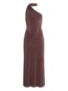 Ser.o.ya Tre One-shoulder Draped Midi Dress In Brown
