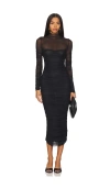 Ser.o.ya Trina Mesh Ruched Midi Dress In 블랙