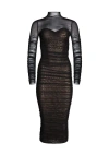 Ser.o.ya Trina Mesh Ruched Midi Dress In Black