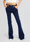 Ser.o.ya Trisha Mid Rise Flare Pant Jeans In Deep Sea In Blue