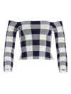 Ser.o.ya Off-the-shoulder Gingham Pullover Sweater In Black